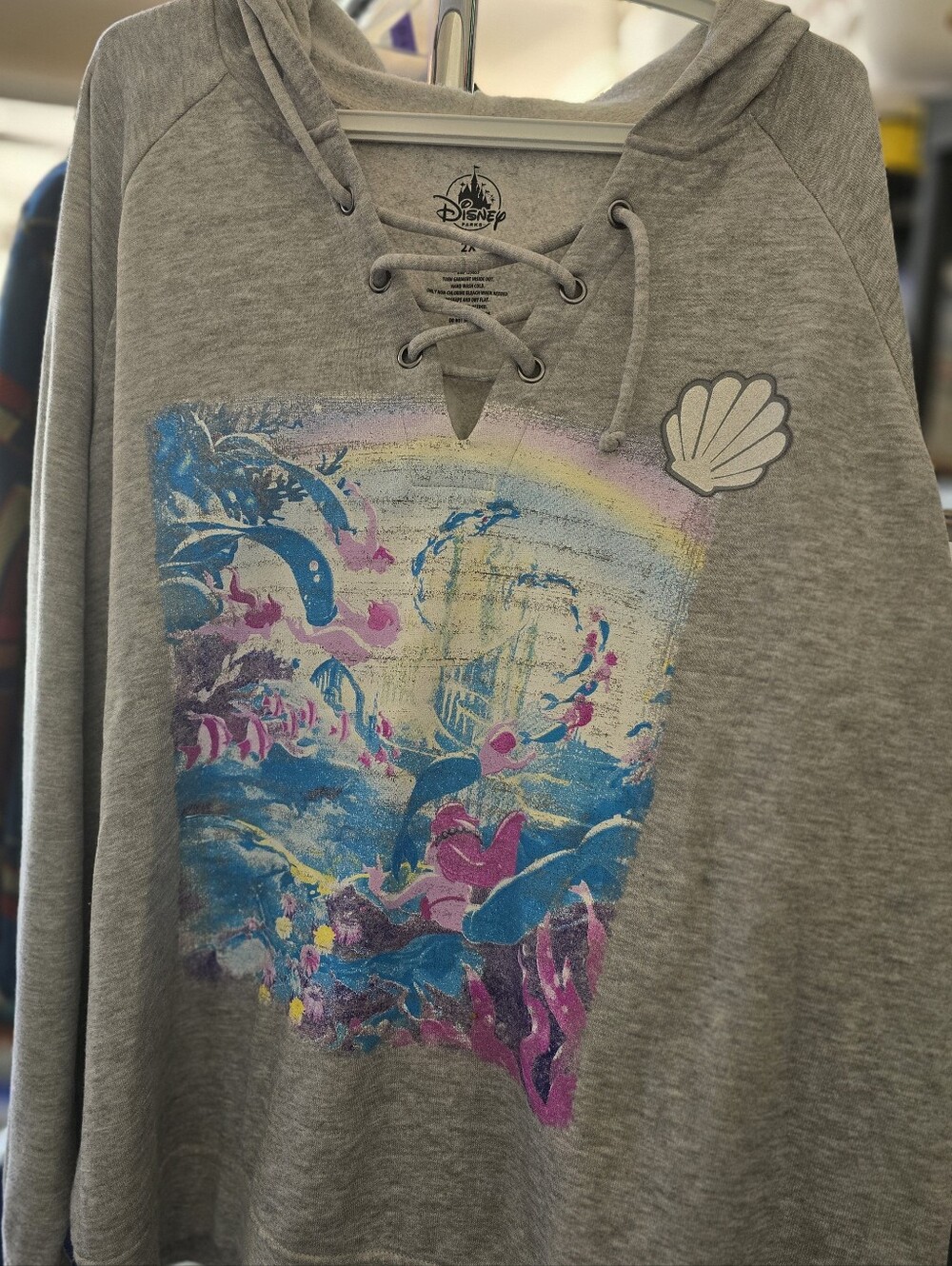 Disney Parks the Little Mermaid Gray hoodie 2X EUC